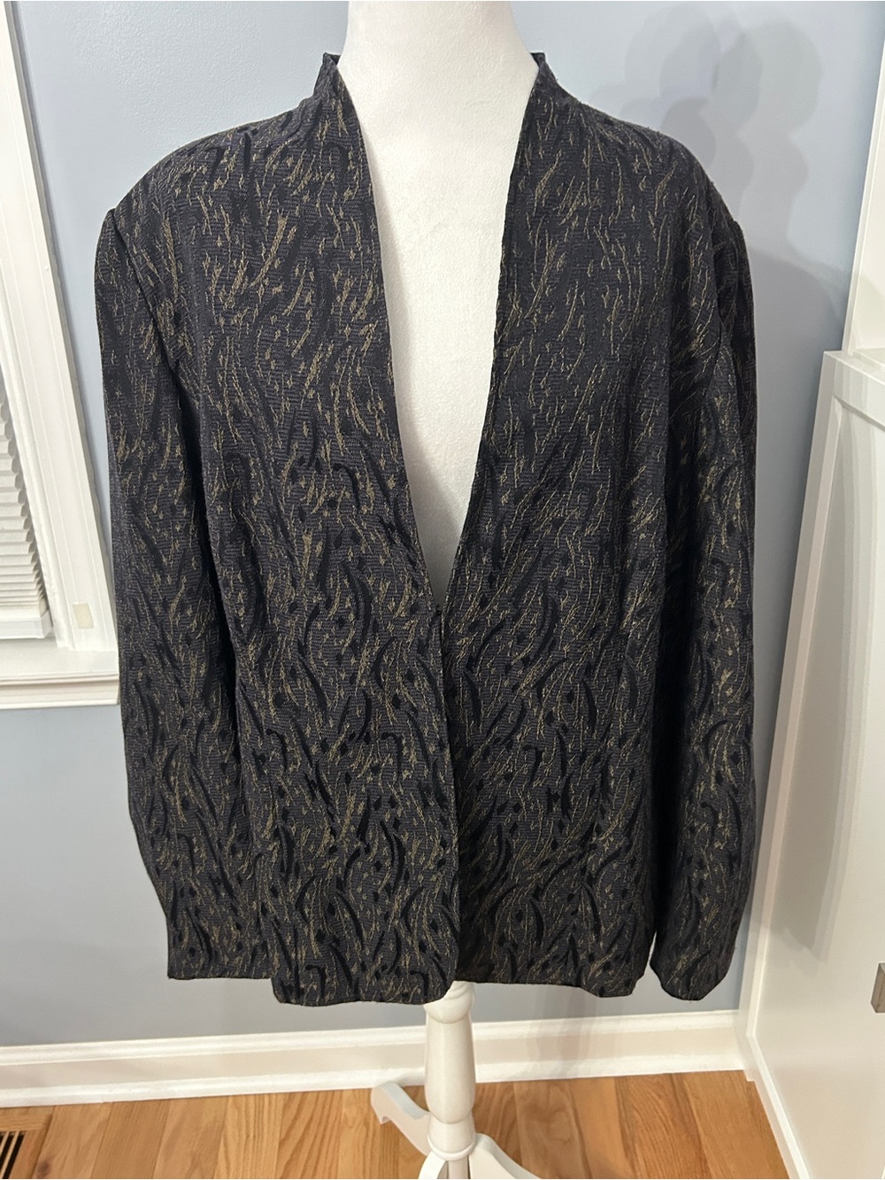 Coldwater Creek Women’s 2X Plus Blazer Navy Gold Metallic Lined Career